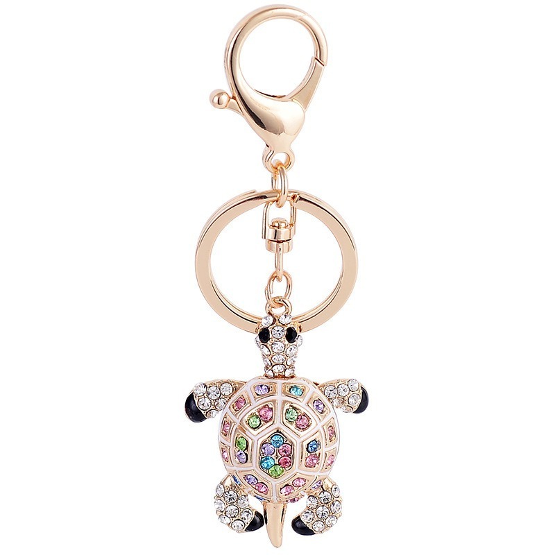 Fashion Tourist Beach Souvenir Metal Crystal Sea Turtle Key Chain 3D Rhinestone Sea Turtle Keychain For Car