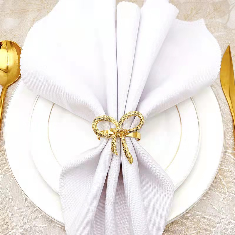 Western Style Metal Dinner Napkin Ring Christmas Wedding Luxury Table Decoration Rose Gold Butterfly Bow Napkin Rings