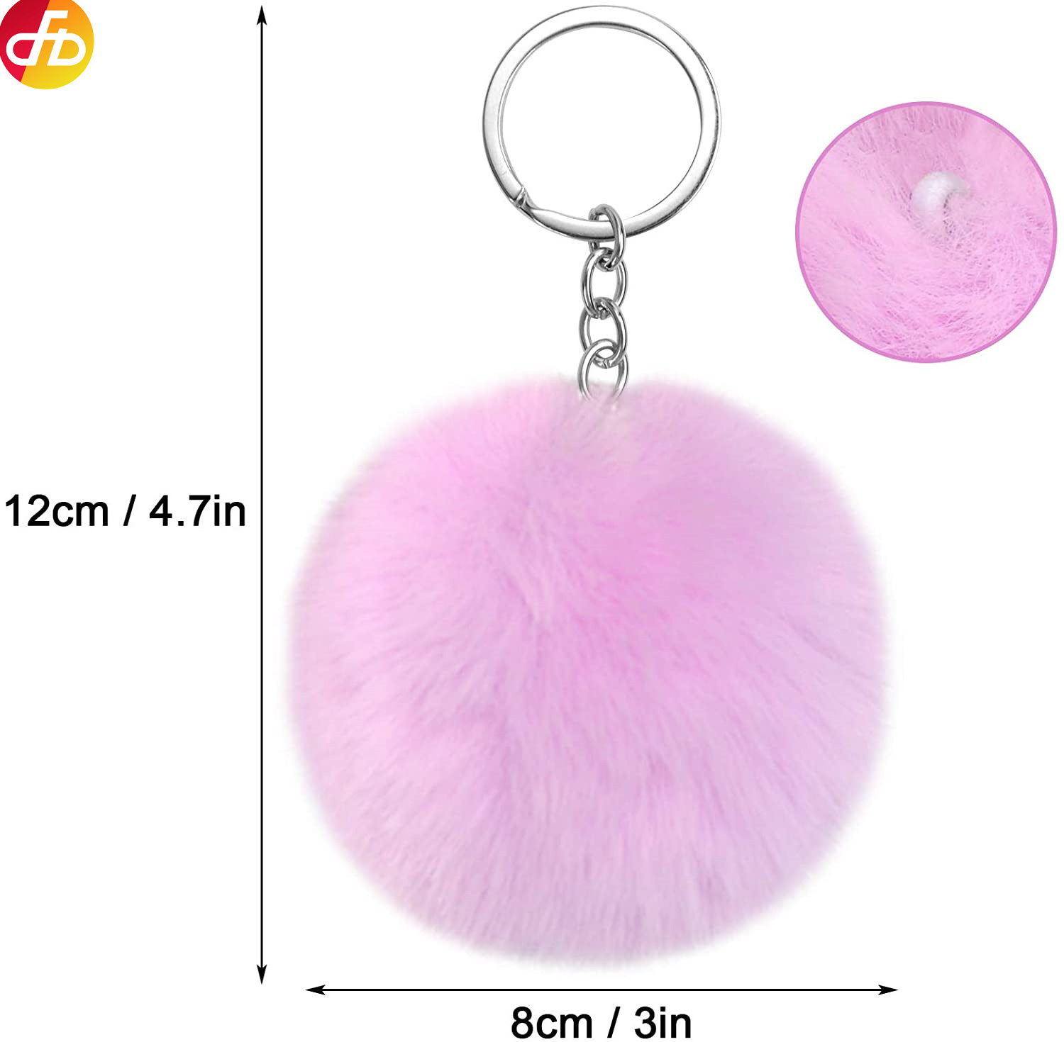 Colorful Pom Poms Key chains Bulk Puff Ball Key chains Faux Rabbit Fur Pompoms Key chains for Women