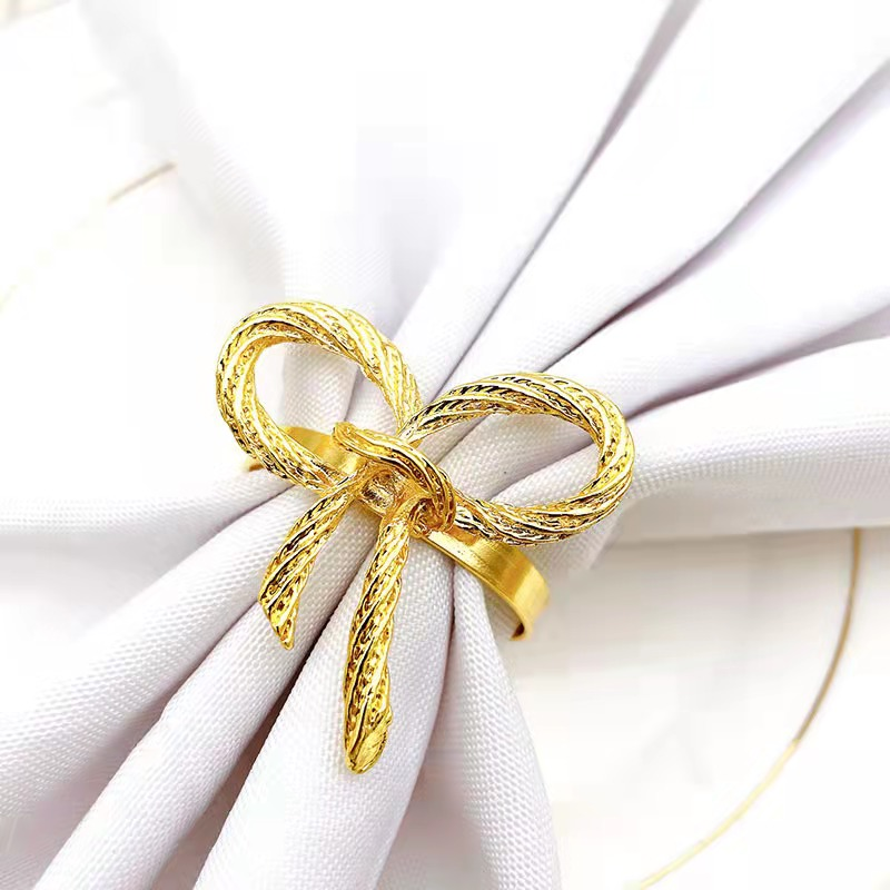 Western Style Metal Dinner Napkin Ring Christmas Wedding Luxury Table Decoration Rose Gold Butterfly Bow Napkin Rings