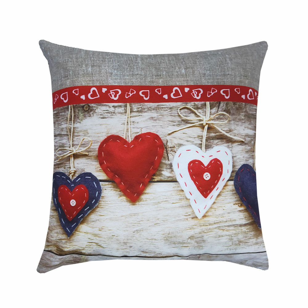 Fancy Patchwork Design Christmas Cushion Pillow Cover with Polyester Print Cushion Cover Padded with 3 D PP Cotton Inner Filler