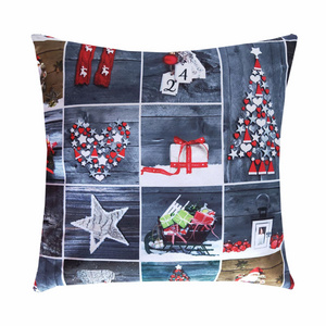 Fancy Patchwork Design Christmas Cushion Pillow Cover with Polyester Print Cushion Cover Padded with 3 D PP Cotton Inner Filler