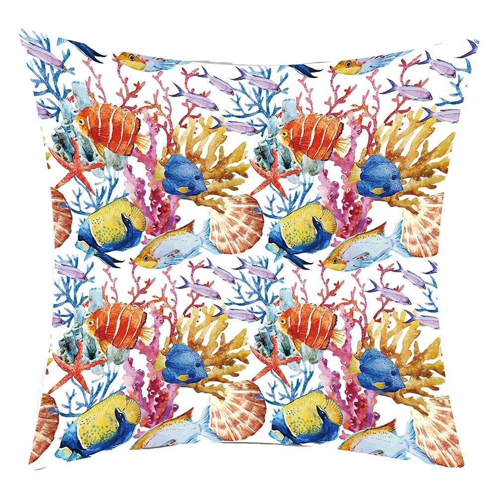 Summer Beach Chair Cushion Pillow with Seagull Shell Fish Whale and Starfish