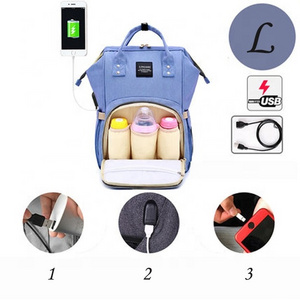 USB charging multi-function mummy backpack bag,diaper caddy organizer,baby backpack diaper