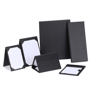 Double-Sided 3-Side Triple-View Triangle Leather Menu Cover Folder Holder Board Tent for Bar Restaurant Cafe