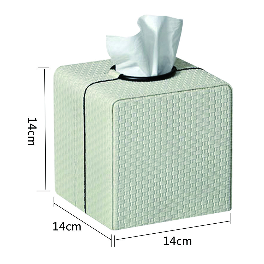 Square Leather Tissue Box Cover Modern Facial Tissue Holder for House Office Hotel or Bathroom