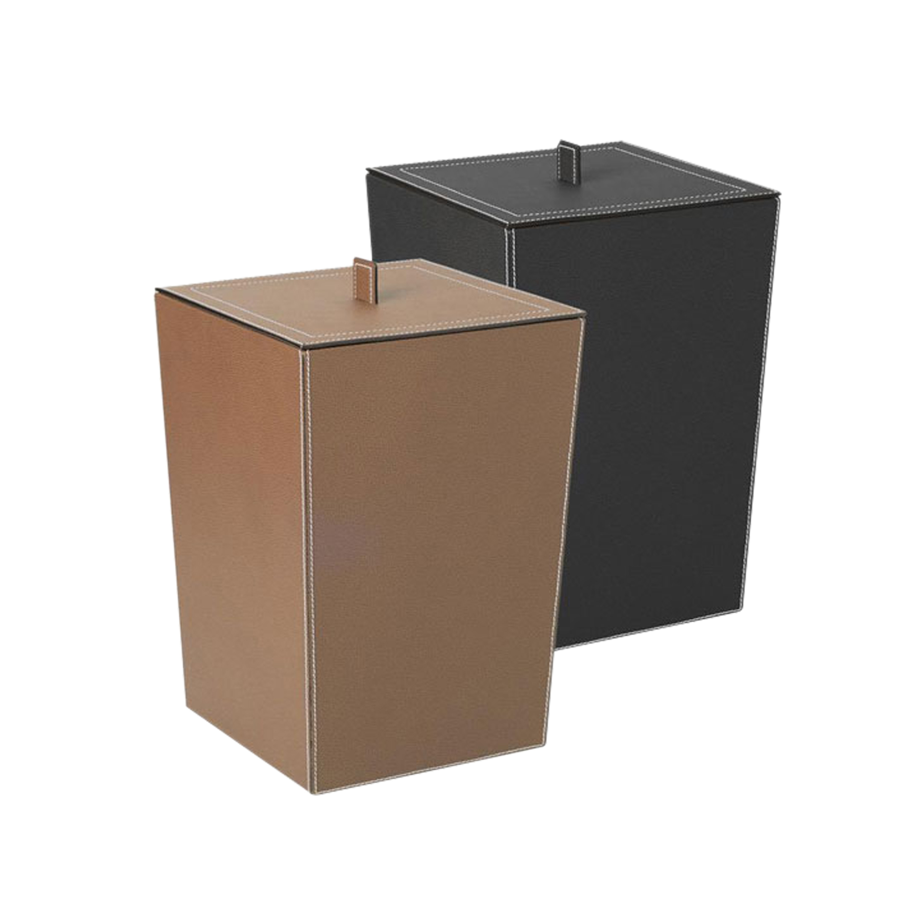 Tacho De Basura Hotel Luxury General Recycle Leather Garbage Waste Separator Bin Trash Can Manufacturer