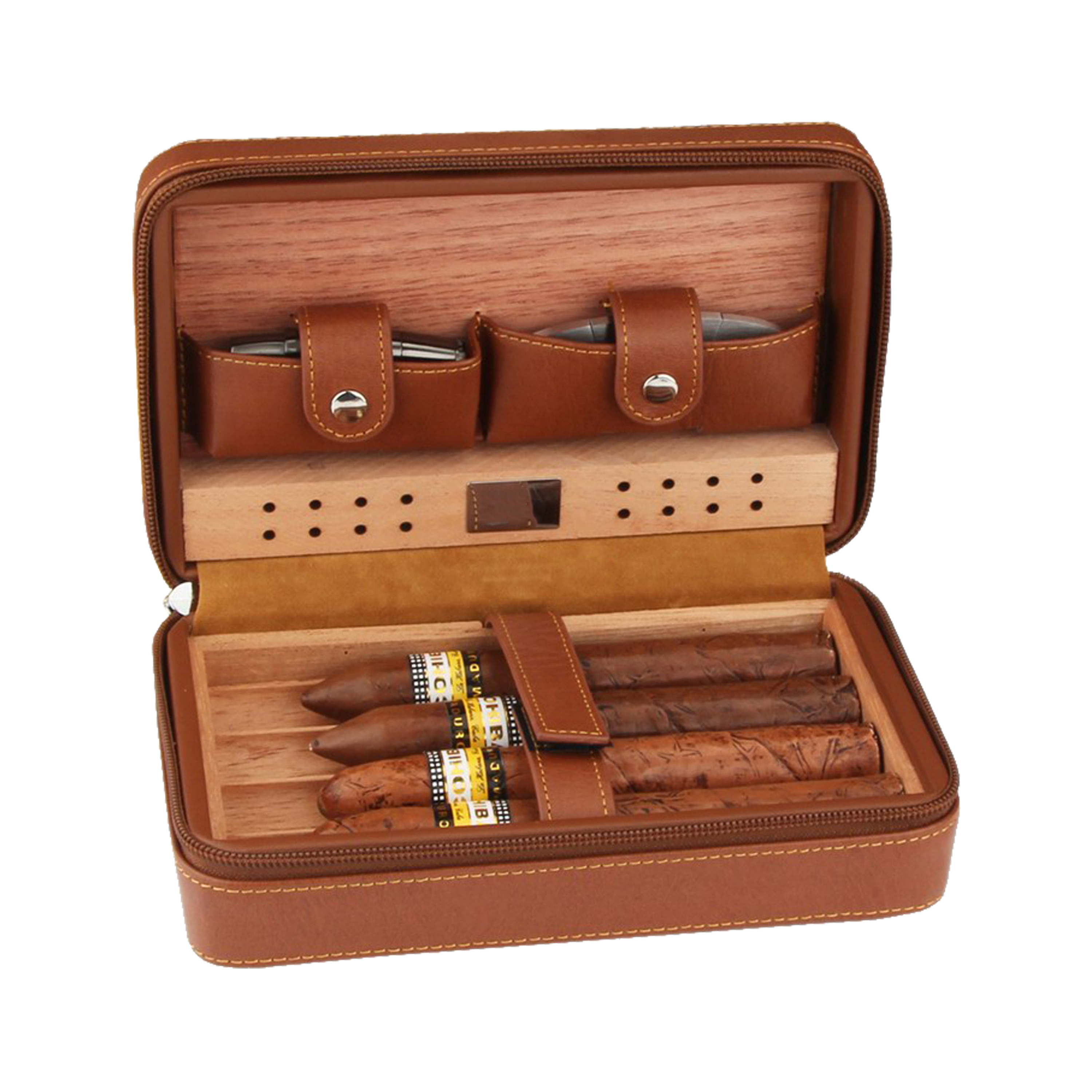 Custom Waterproof Cigar Holder Carry Humidor Case Travel Leather Cigar Smoking Accessories Luxury Cigar Travel Cases Humidors