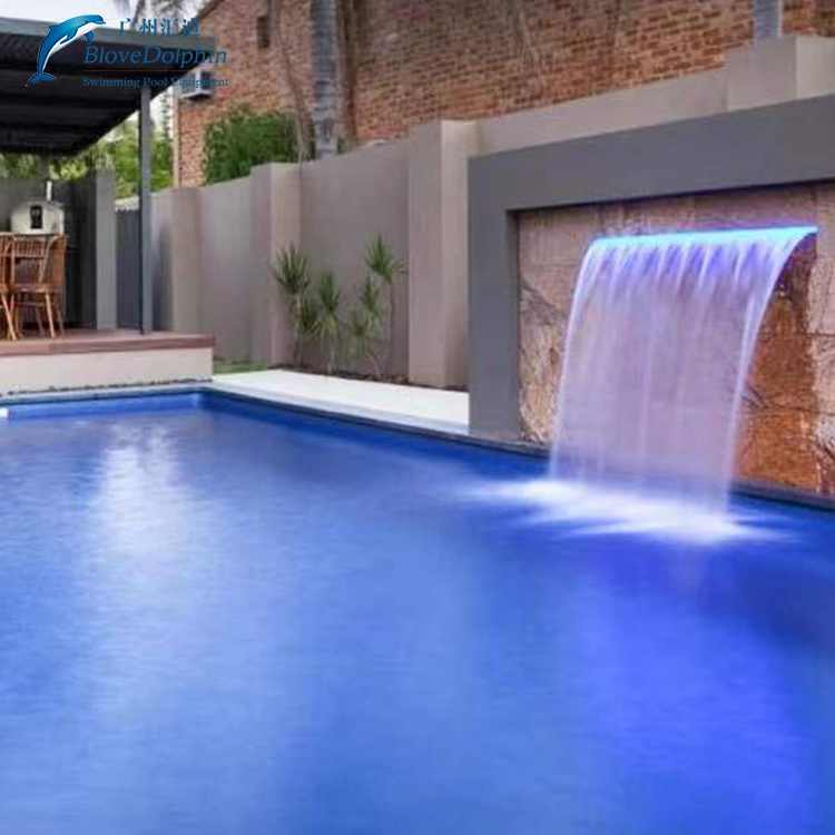 Stainless steel swimming pool wall waterfall water curtain step down waterfall water blade waterfall