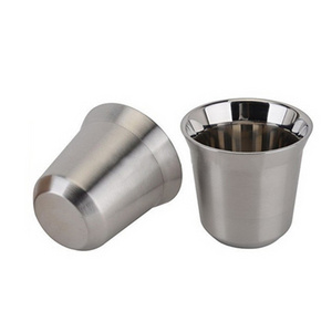 80ml 304 Stainless Steel Cup Double Wall Stainless Steel Espresso Cup 2pcs Mini coffee cup