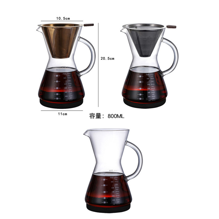 800ml Stovetop Espresso Coffee Maker Pour over Heat Proof Glass Drip Pot Kettle With handle Coffee server Coffee maker