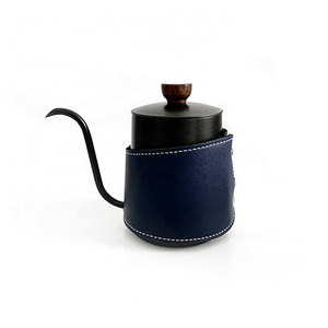 Pour Over Hand Drip Pot Black With Lid Stainless Steel Spout Long Mouth Hotel Travel Camping Gooseneck Coffee Kettle