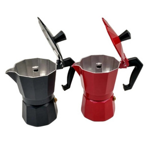 Factory Direct House 3 Cups Black and Red Moka Pot Coffee Maker Stovetop Espresso Maker aluminum coffee pot