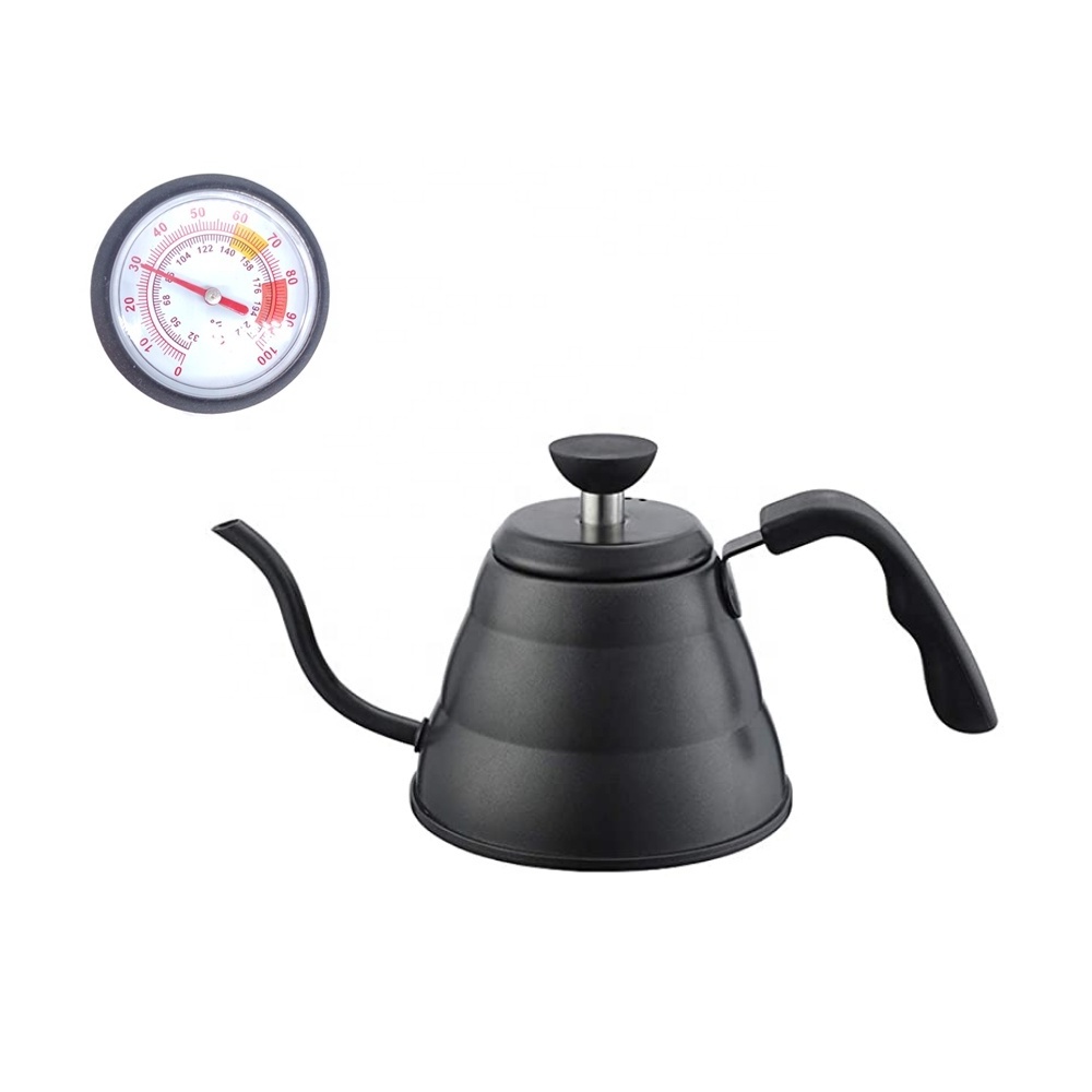 Stainless Steel Drip Kettle with Thermometer Tea Pot Barista Pour Over Coffee pot