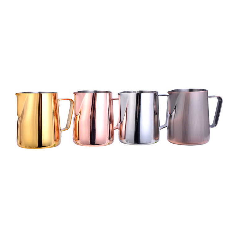 Wholesale stainless steel 304 coffee milk frothing pitcher / jug with measuring