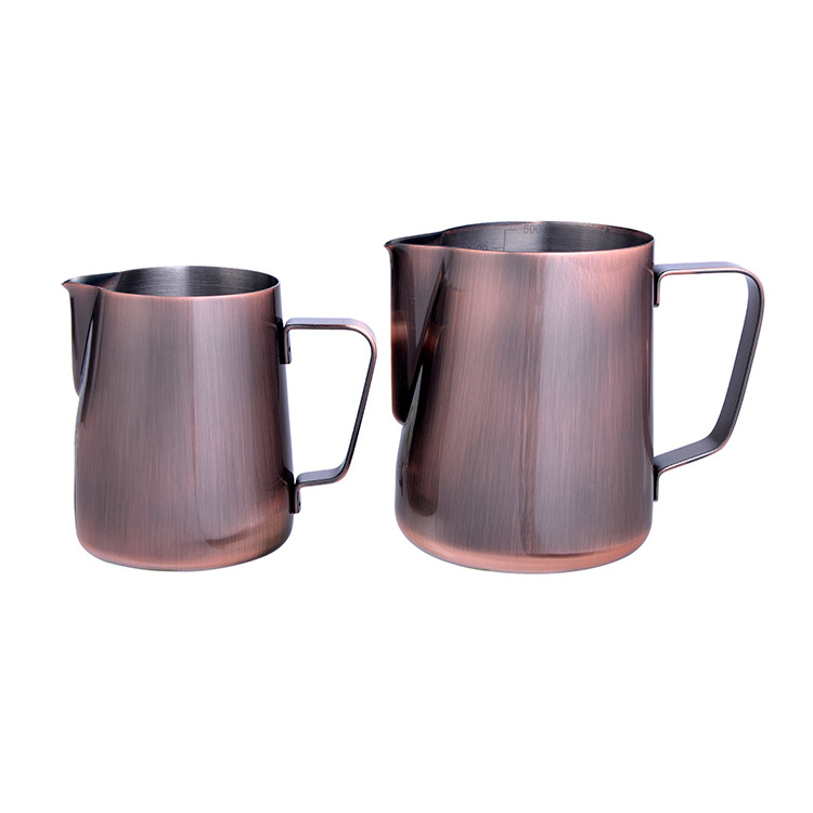 Wholesale stainless steel 304 coffee milk frothing pitcher / jug with measuring