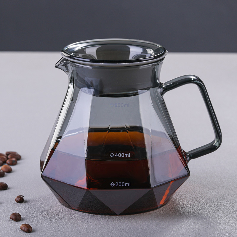 Glass Coffee Pot Cloud Shaped Coffee Server V Pour Over Set Coffee Filter Kettle Reusable 60 Heat Resistant Teapot