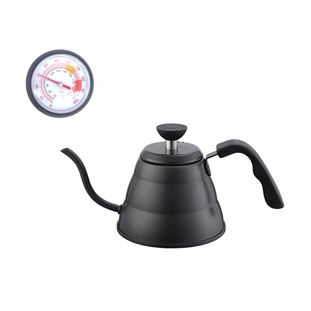 40oz 1200ml Black Hand Drip Pour Over Gooseneck Coffee Kettle Long Narrow Spout Coffee Pot With Thermometer