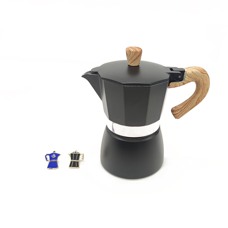 Stovetop Portable Coffee Maker Moka Pot Hot Sell Aluminium 3 Cup Metal Aluminum Modern Laser Printing Not Support Everyday