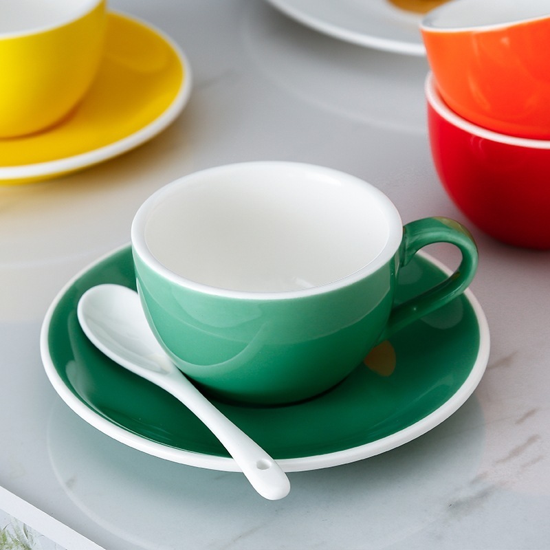 Colorful ceramic coffee cup with saucer for cappuccino/ Wholesale tea set