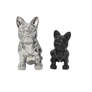 Huifa Luxury Cute Ceramic Electroplated Silver Dog Living Room Decoration for Home Decor Arts