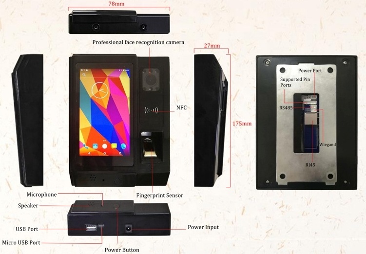 Free SDK HFSecurity A5 Free SDK Multi-language Android 6.0  Fingerprint Access Control Card Reader