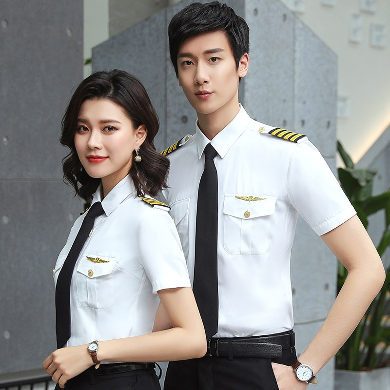 clothing white shirt men's nightclub airline  uniform stewardess uniform captain shirt custom