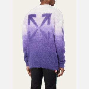 HUIFAN Custom Logo Fuzzy Mohair Men Designer Long Sleeve Arrow Mohair Sweater Knitwear Jumper Men's Sweaters