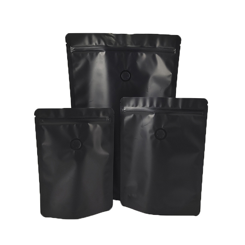 Manufacture Custom Black Reusable Zip 150gr 250g 500g 1kg Aluminum Foil Bean Powder Packaging Coffee Bags With One Way Valve