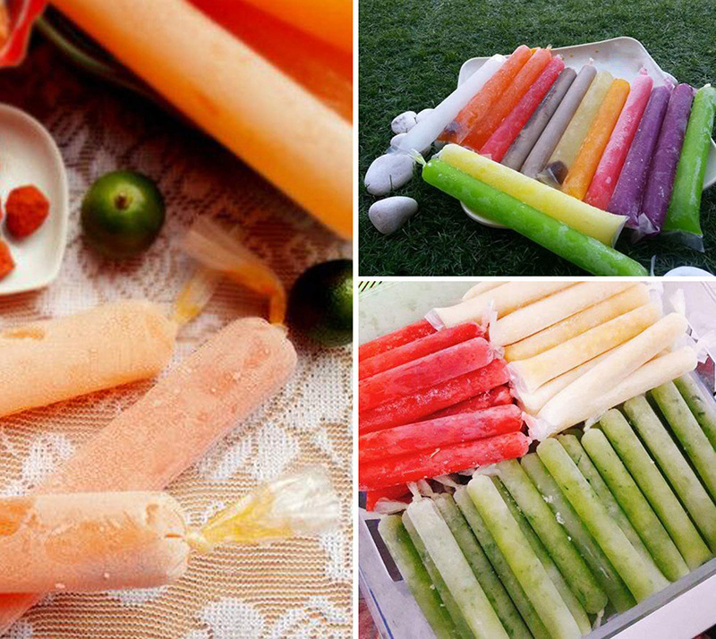 Wholesale Biodegradable Clear Plastic Juice Ice Pop Bags Ice Pop Cream Popsicle Lolly Long Wrapper Bag Popsicle Packaging Bags