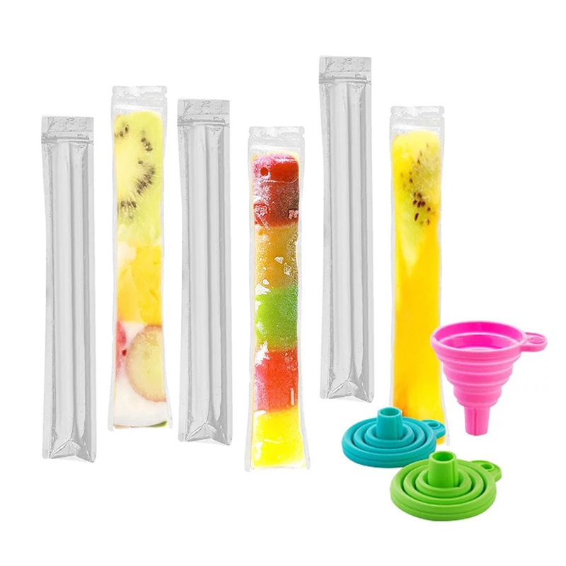 BPA free Freezer Tubes with zip seals clear popsicle sticks popsicle bag