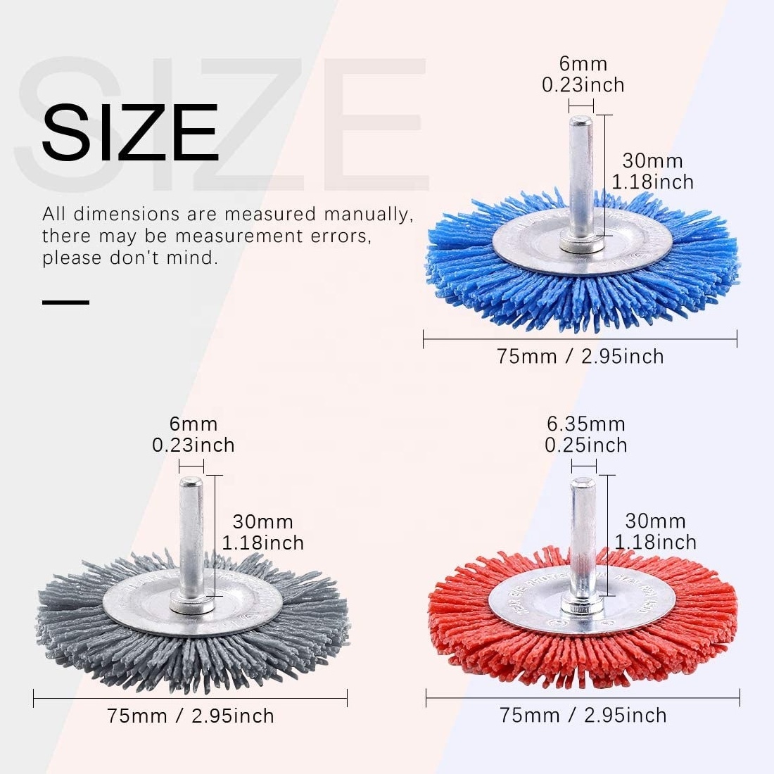 Nylon Filament Abrasive Wire Brush Wheel & Cup Brush Set with 1/4 Inch Hex Shank, for Removal of Rust/Corrosion/Paint - 80 Grit,