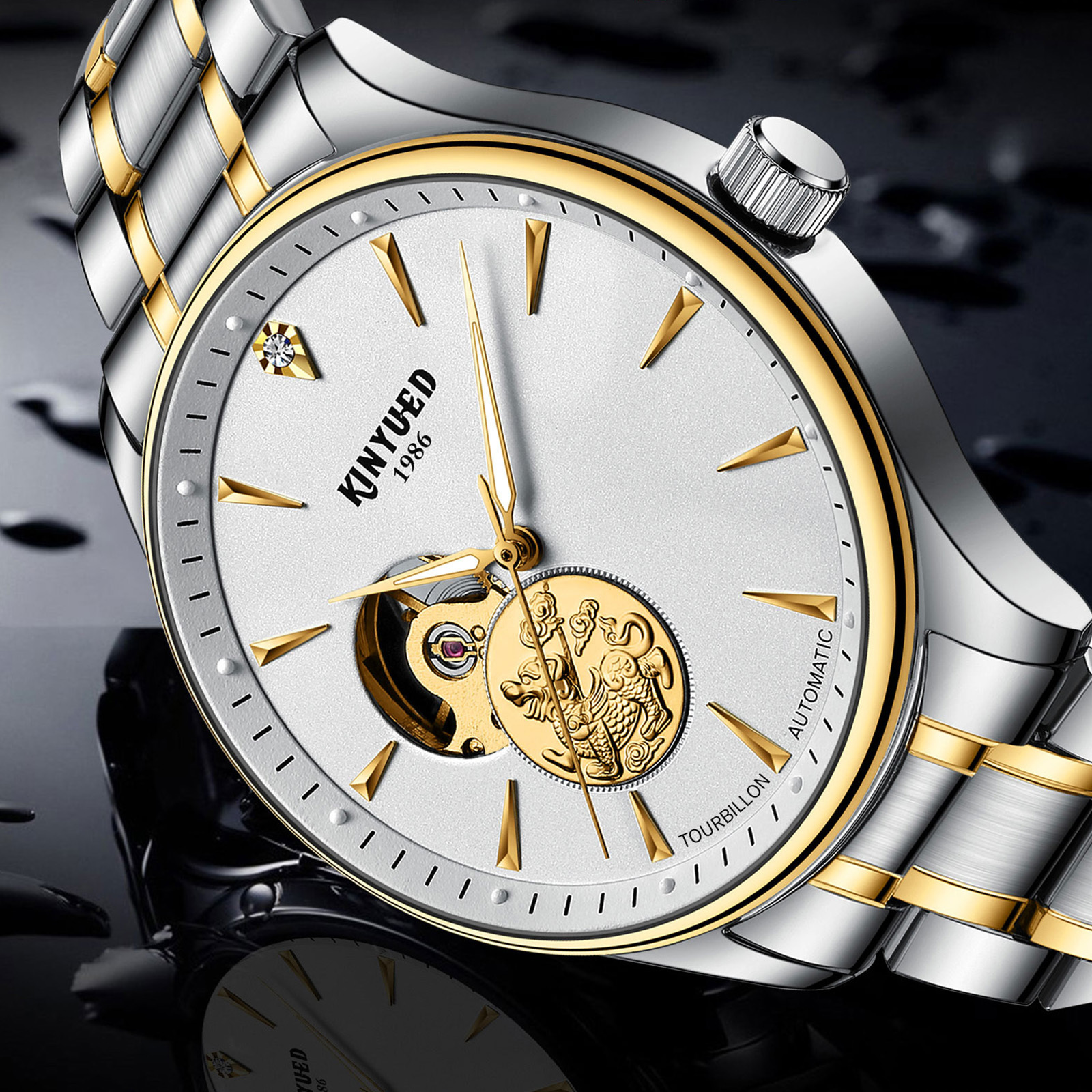 High Quality Gold And Silver Stainless Steel Band White Dial From Factory Watches For Men