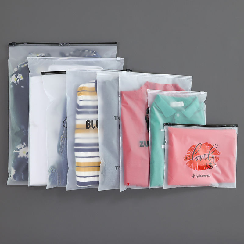 Custom Printed Resealable Clear T Shirt Packing Bag Zip Lock Bag Plastic Frosted Zipper Bags For Clothing