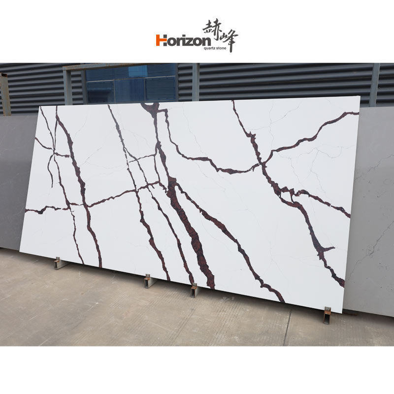 Horizon  artificial calacatta white quartz slab countertop quartz kitchen