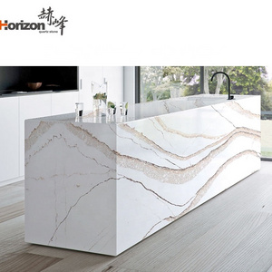 High Quality wholesaler Table Top Slab Calacatta Gold black White Artificial Quartz Stone For Kitchen Counter top