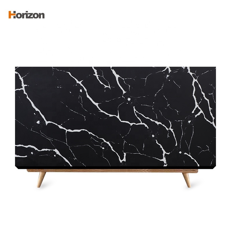 Horizon Popular ShanDong Huifeng Granite acrylic kitchen solid surface mirror black quartz Countertops for Kitchen Island