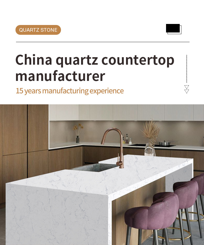 Hot selling engineered quartz counter top carrara white quartz stone quartz slabs countertop