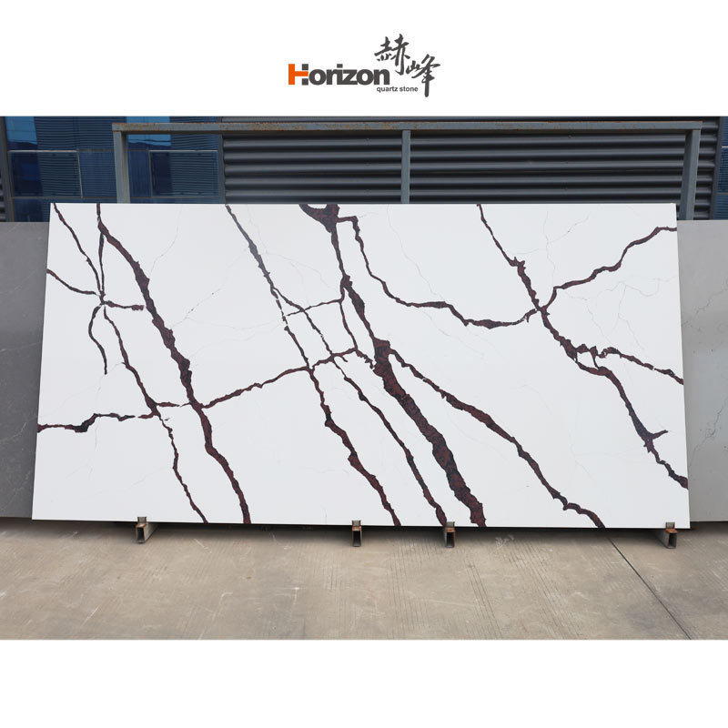 Horizon  artificial calacatta white quartz slab countertop quartz kitchen