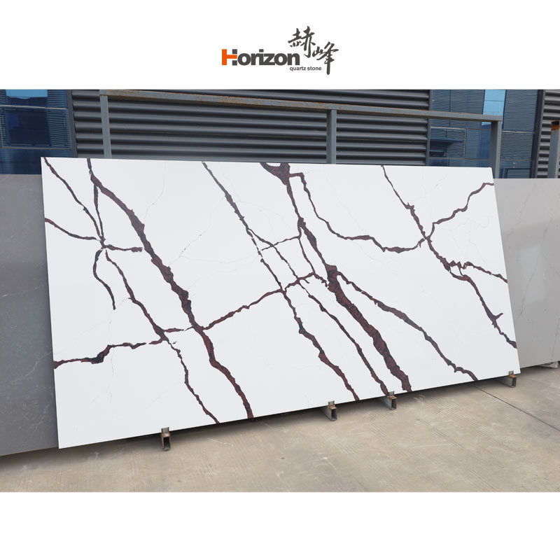 Horizon  artificial calacatta white quartz slab countertop quartz kitchen