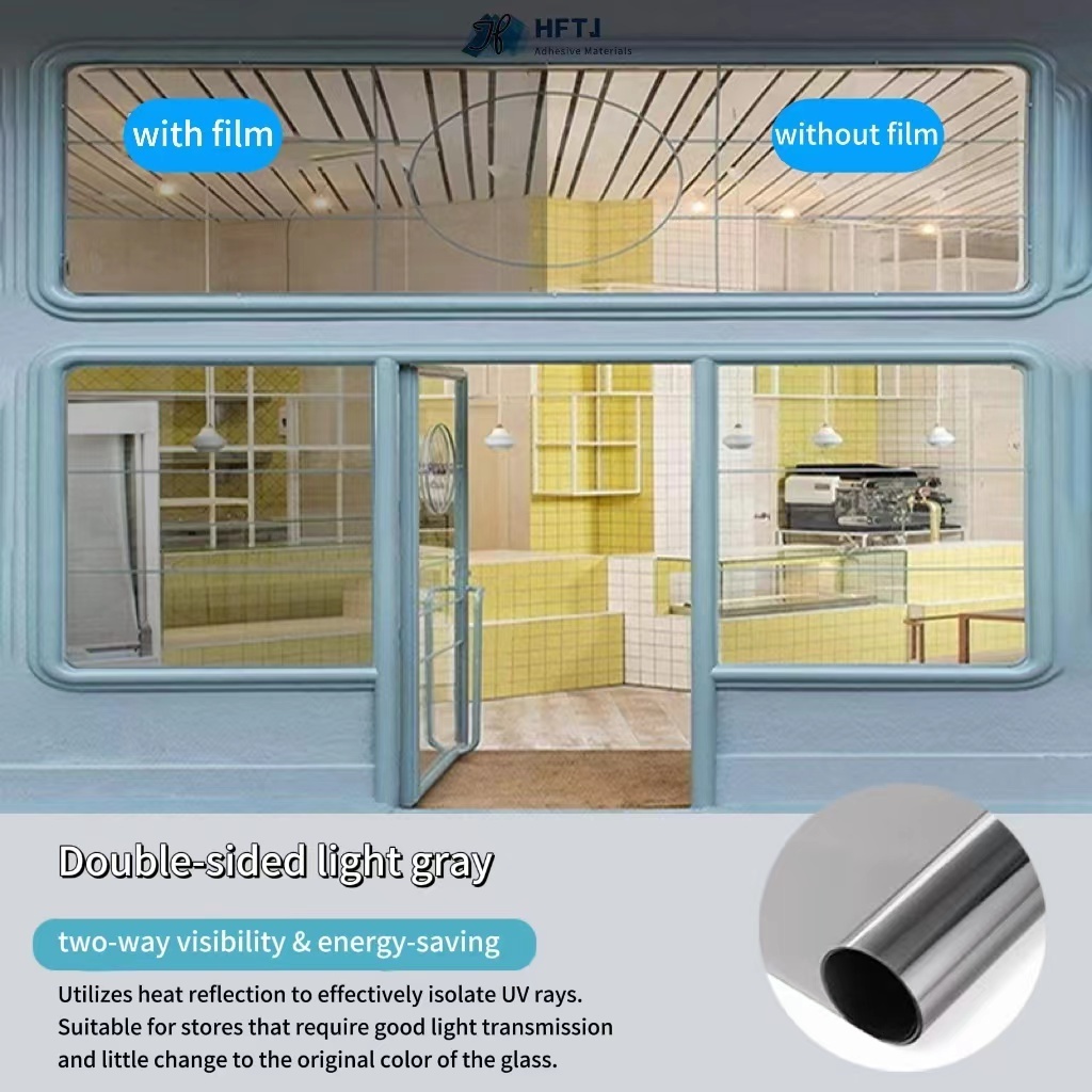 Light Gray transparent heat insulation non-reflective doors and windows curtain wall decorative solid color window tint film