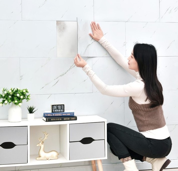 waterproof flexible decorative wall outdoor tiles self adhesive foam 3d marble look wallpaper wall tiles sticker