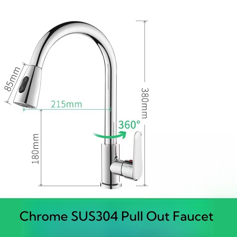 Hot Selling 304 Stainless Steel Torneira Gourmet Pull Down Kitchen Sink Faucets Chrome Plating Flexible Pull Out Faucet