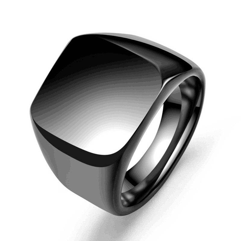 Blank simple rings laser engrave black stainless steel 24k gold mens rings