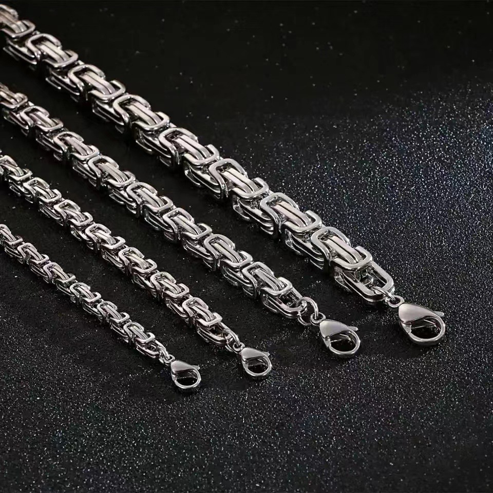 Mens Stainless Steel Black Indirect Color Emperor Chain Necklace Byzantine Necklace Hip Hop Roll Chain