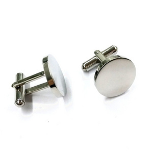 fashion jewelry gift blank round cufflink could engrave letters custom cuff links for men