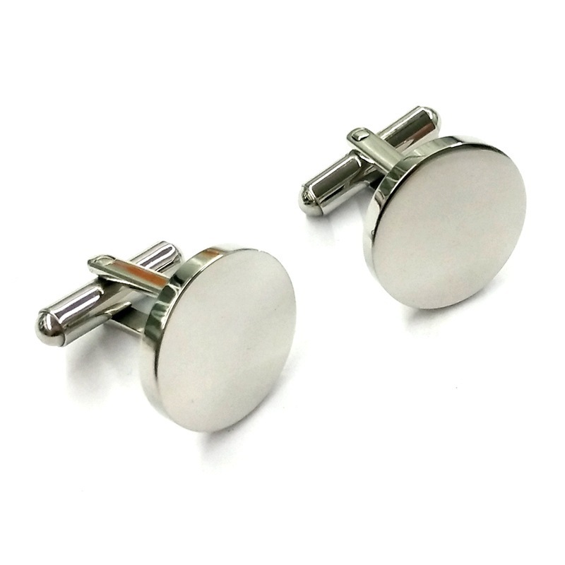 fashion jewelry gift blank round cufflink could engrave letters custom cuff links for men