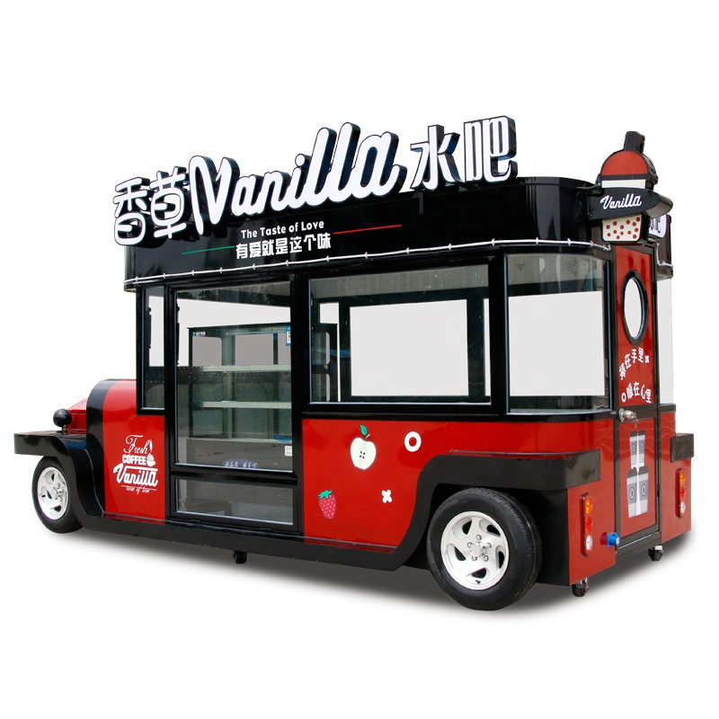 2021 new style electric food cart  popular open top milk tea coffee food trailer food truck  with battery