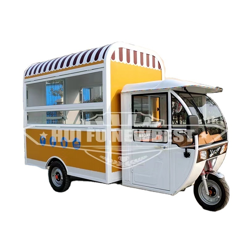 Street Electric Food Tricycle Hot Dog Cart Ice Cream Kiosk 3 wheel Mobile Fast Food Truck