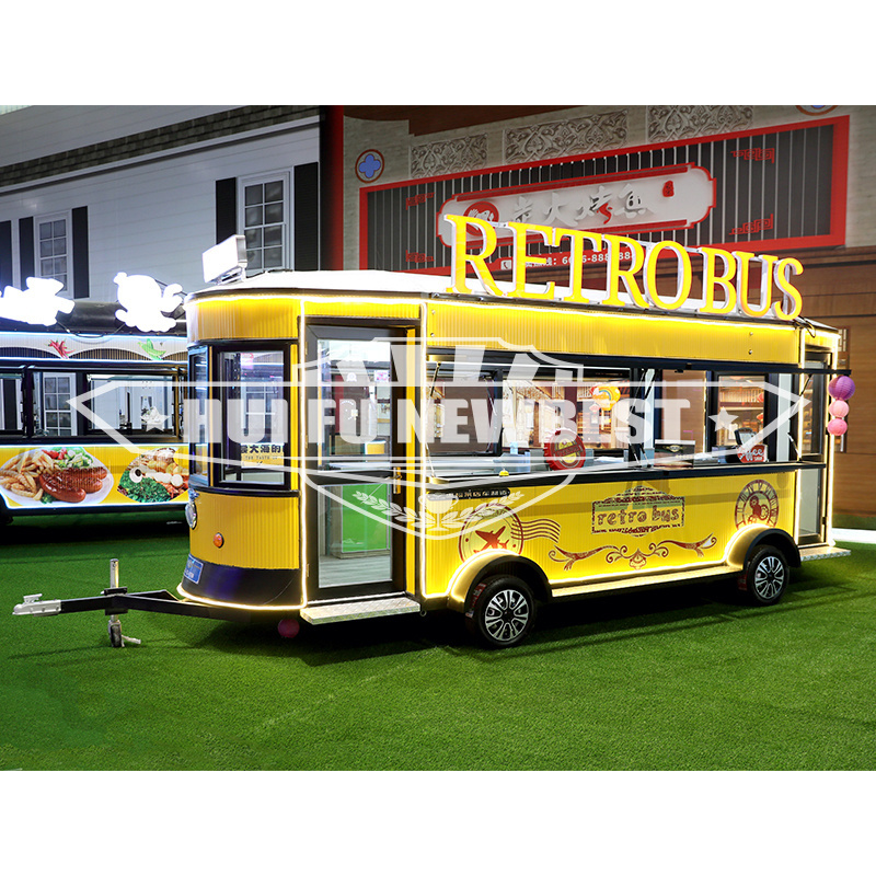 Large size bus food truck cart mobile bar trailer outdoor bbq beer truck